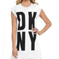 DKNY Women's Exploded Graphic Logo Tunic White Size Small