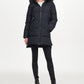 DKNY Women's Faux Fur Trim Hooded Puffer Coat Black Size Medium