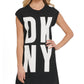 DKNY Women's High Low Logo Tunic Black Size Medium