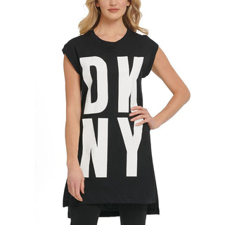 DKNY Women's High Low Logo Tunic Black Size Small