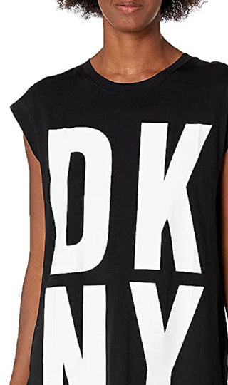 DKNY Women's High Low Logo Tunic Black Size X-Small
