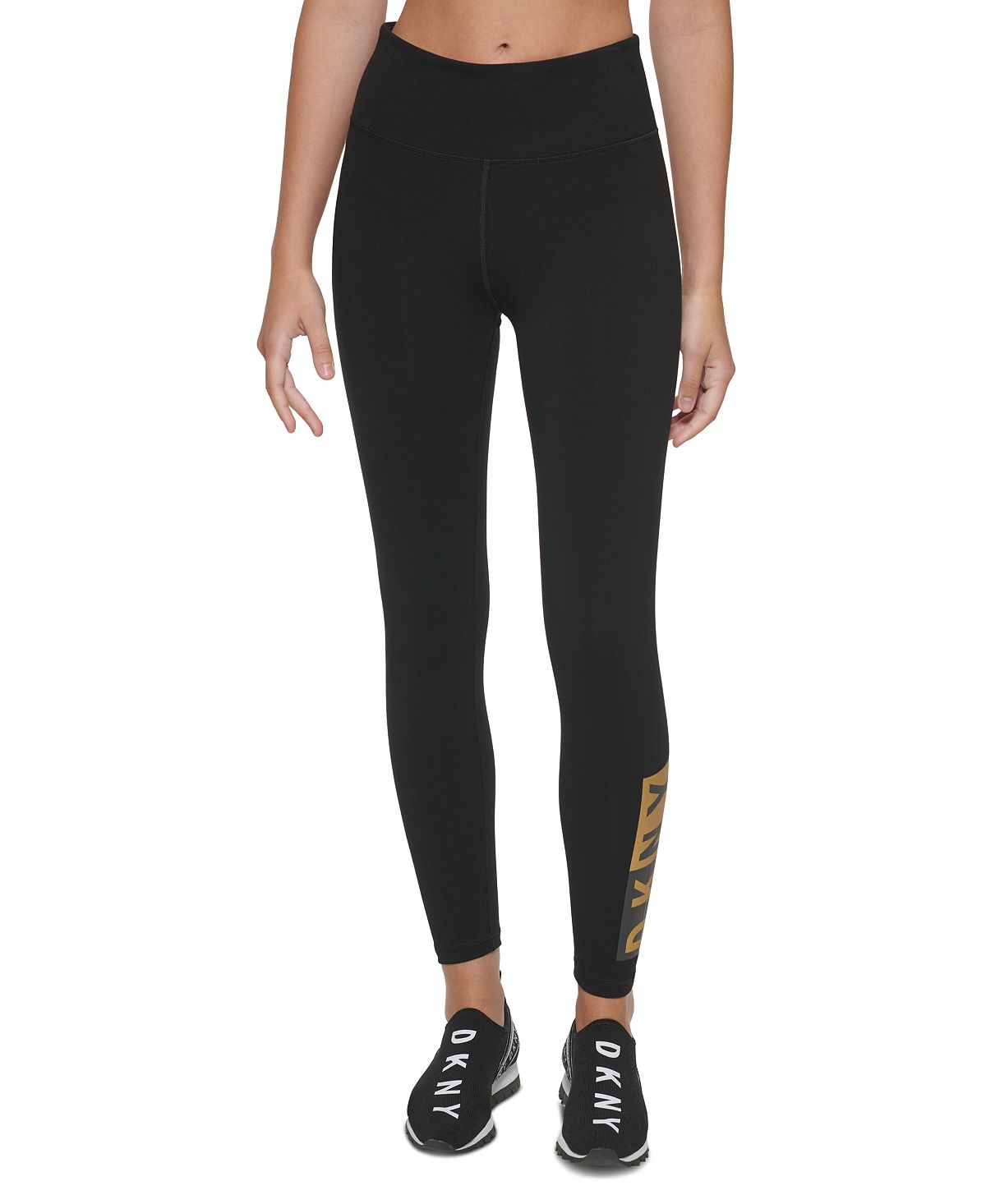 DKNY Women's Sport Two Tone Graphic Leggings Yellow Size X-Small