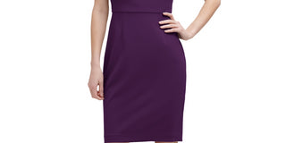 DKNY Women's Puff Sleeve Sheath Dress Purple Size 16