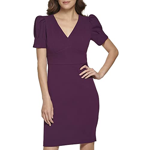 DKNY Women's Puff Sleeve Sheath Dress Purple Size 4