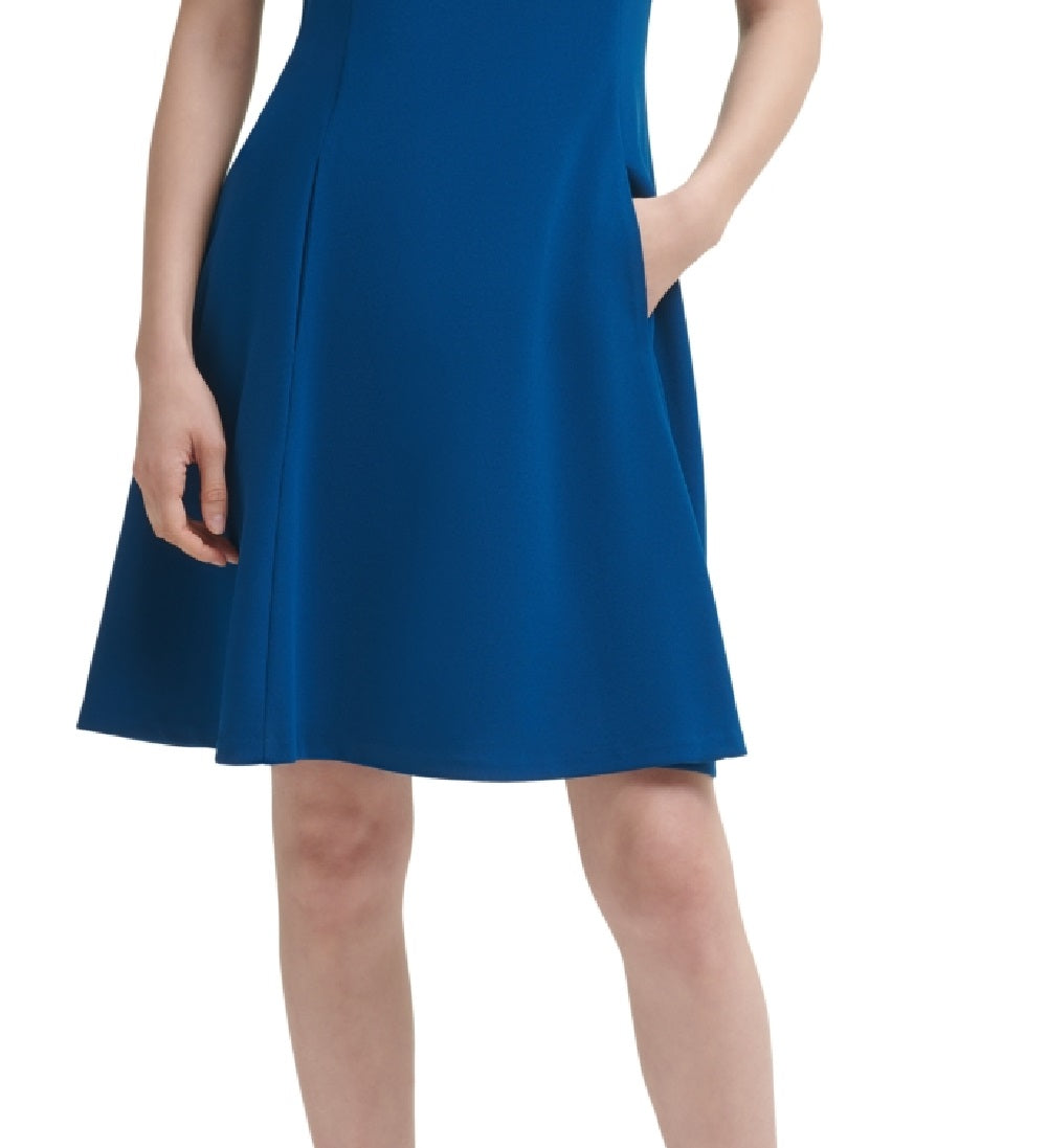 DKNY Women's Flounce Fit & Flare Dress Blue Size 6