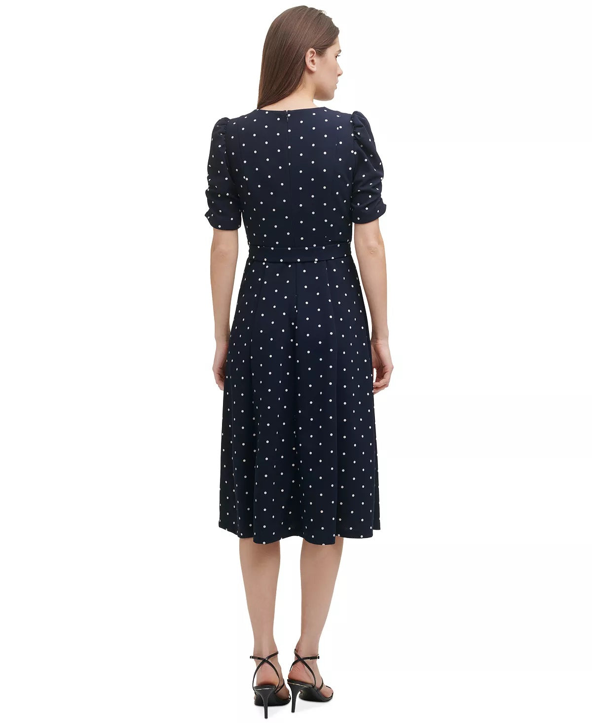 DKNY Women's Polka Dot Midi Dress Blue Size 12