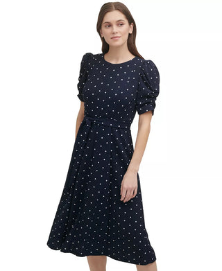 DKNY Women's Polka Dot Midi Dress Blue Size 12