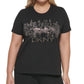 DKNY Women's Embellished Cotton T-Shirt Black Size 1X