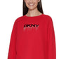 DKNY Women's Embellished Logo Sweatshirt Red Size Large