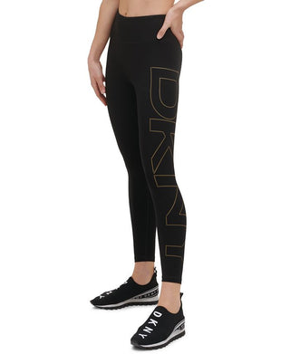 DKNY Women's Logo High Waist 7/8 Leggings Black Size X-Large