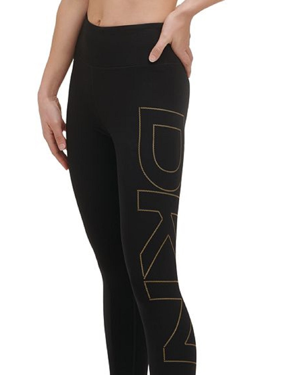 DKNY Women's Logo High Waist 7/8 Leggings Black Size X-Large
