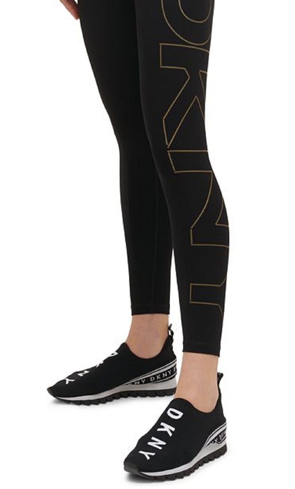 DKNY Women's Logo High Waist 7/8 Leggings Black Size X-Large