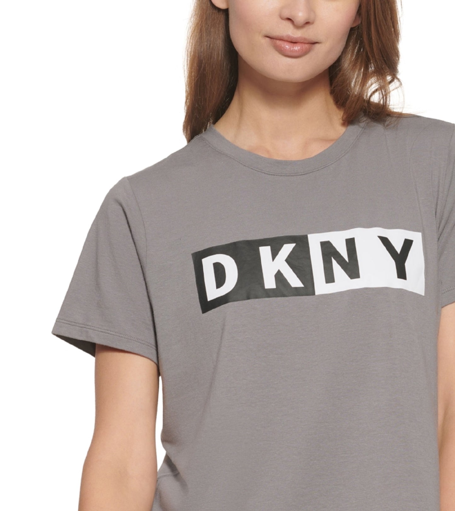 DKNY Women's Logo T-Shirt Gray Size Medium