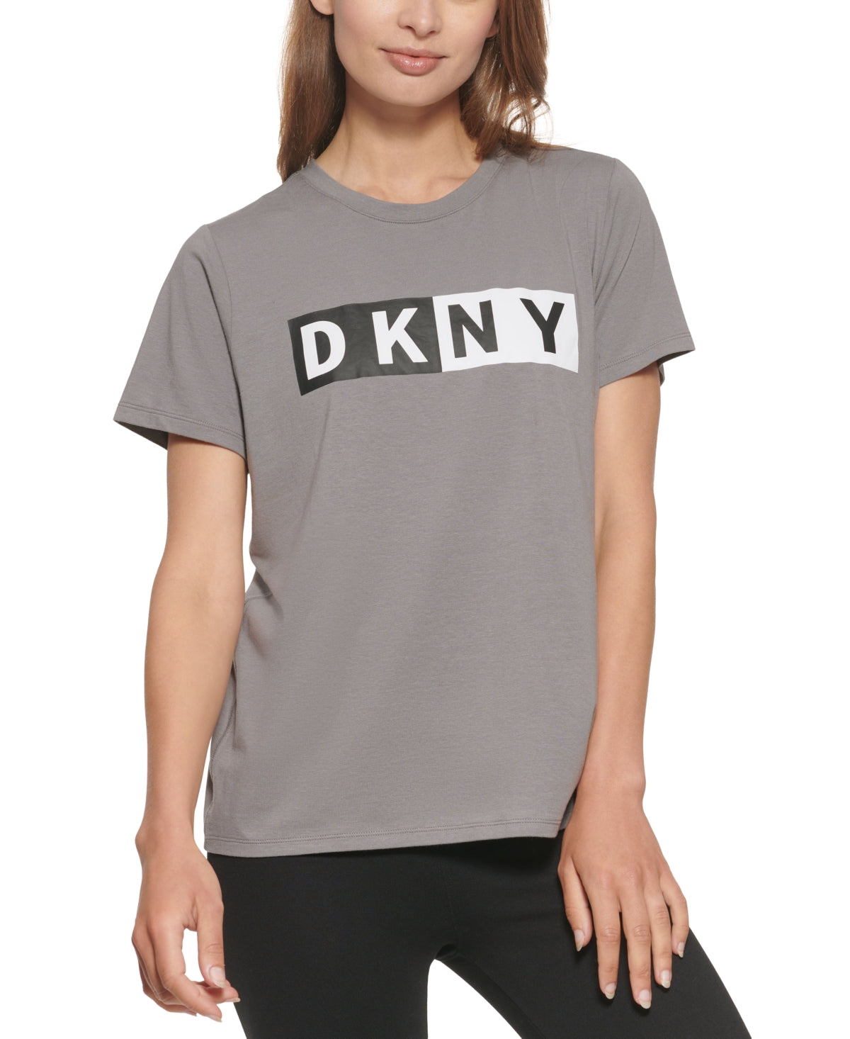 DKNY Women's Logo T-Shirt Gray Size Medium