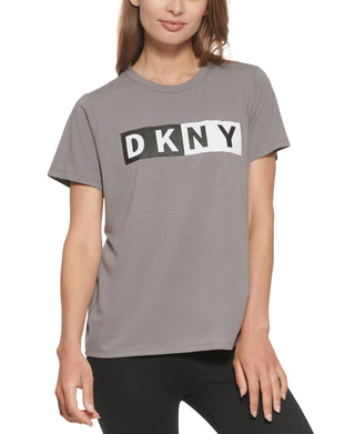 DKNY Women's Logo T-Shirt Gray Size Medium