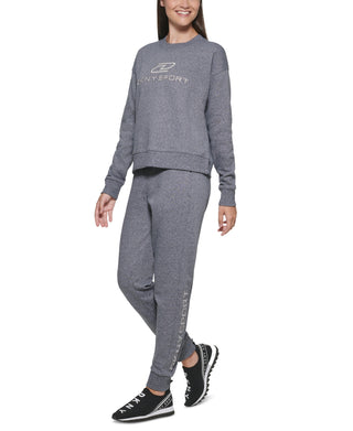 DKNY Women's Embroide Logo Cotton Sweatshirt Blue Size S