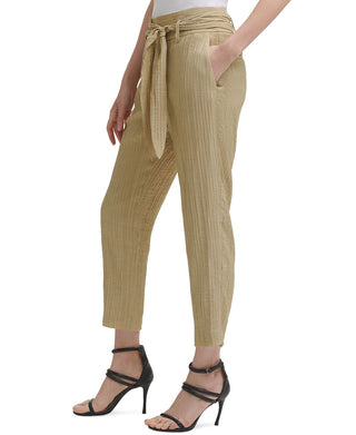 DKNY Women's Textured High Rise Pants Green Size 6 Petite