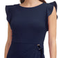 DKNY Women's Gathered Waist Flutter Sleeve Dress Blue Size 10