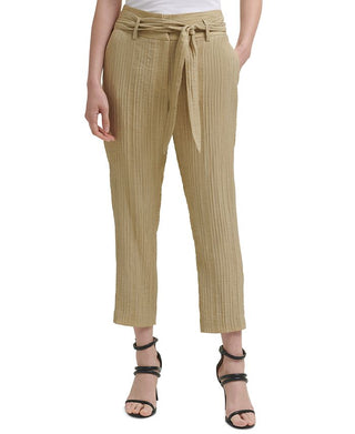 DKNY Women's Textured High Rise Pants Brown Size 4