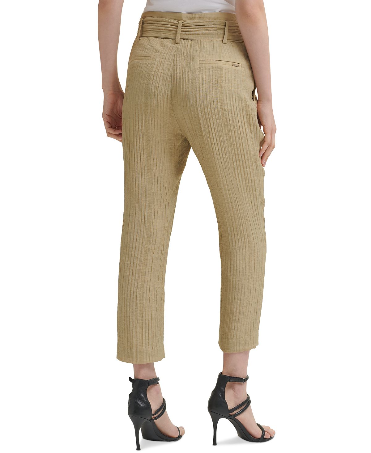 DKNY Women's Textured High Rise Pants Brown Size 4