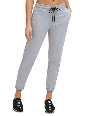 DKNY Women's Cotton Rhinestone Logo Jogger Pants Grey Size Small