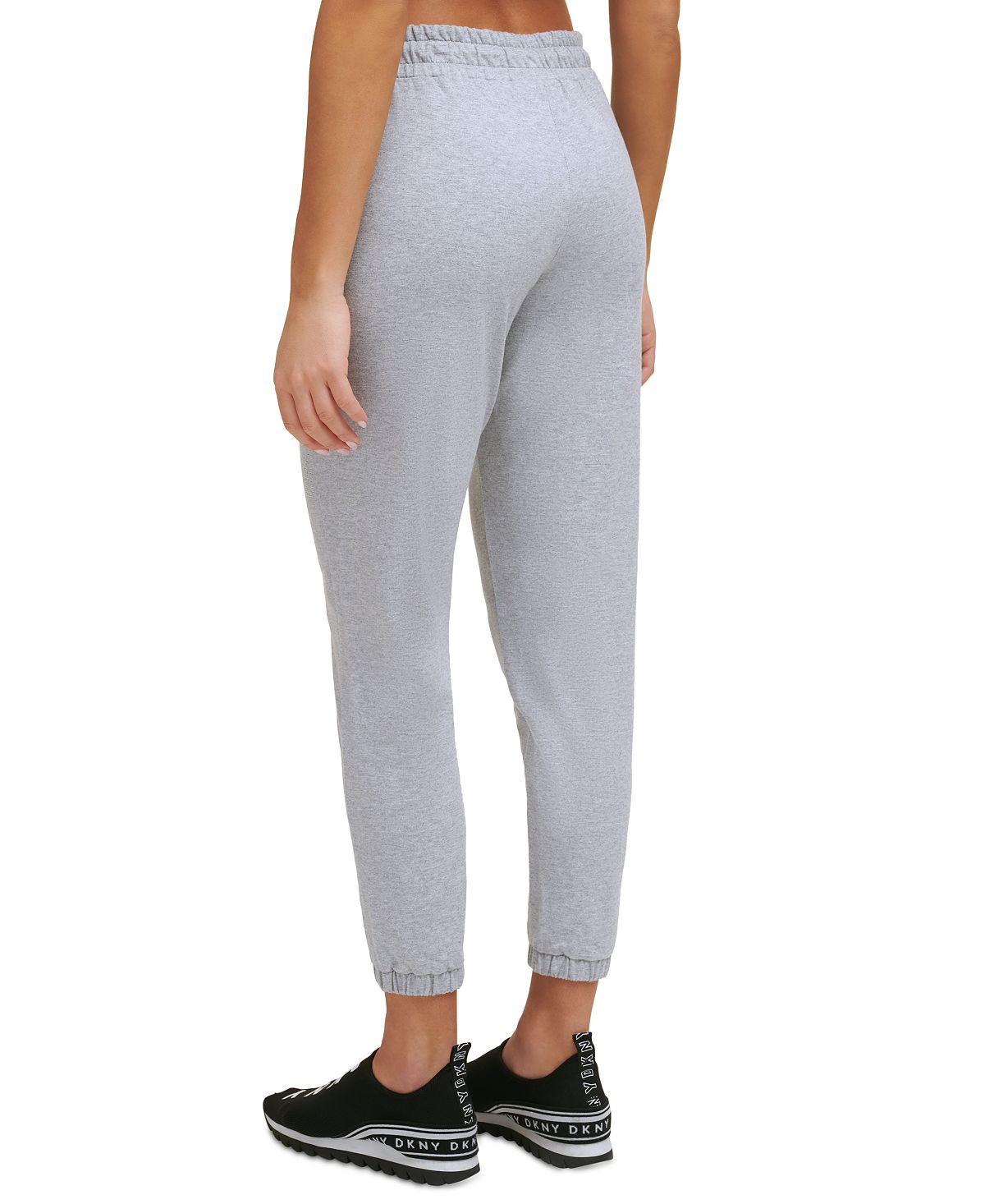 DKNY Women's Cotton Rhinestone Logo Jogger Pants Grey Size Small