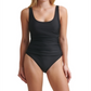 Dkny Women's Mesh Side Shirred One Piece Swimsuit Black
