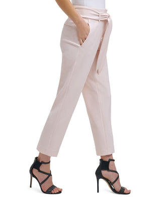 DKNY Women's Tie Waist High Rise Pants Pink Size 18