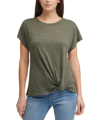 DKNY Women's Knot Front Top Green Size X-Large