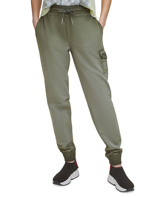 DKNY Women's Cotton Cargo Jogger Pants Green Size Small