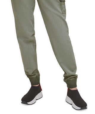 DKNY Women's Cotton Cargo Jogger Pants Green Size Small