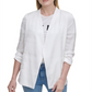 DKNY Women's Solid Scrunch Sleeve Collarless Blazer White Size Small