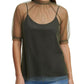DKNY Women's Tulle Overlay Top Green Size Medium