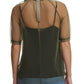 DKNY Women's Tulle Overlay Top Green Size Medium