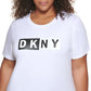 DKNY Women's Two Tone Logo Graphic T-Shirt White Size 2X