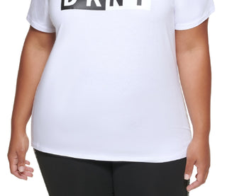 DKNY Women's Two Tone Logo Graphic T-Shirt White Size 2X