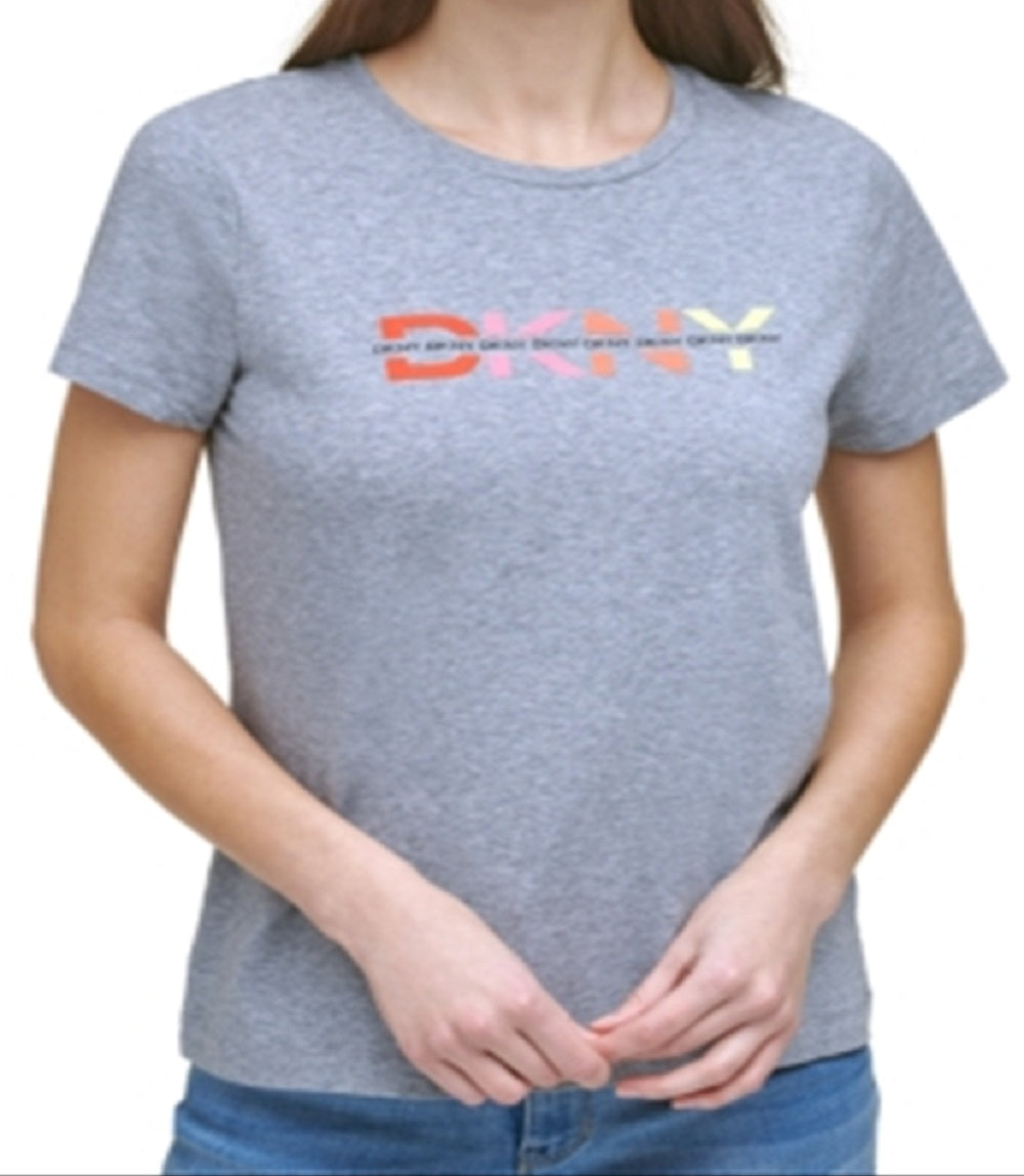 DKNY Women's Graphic Logo Print T-Shirt Gray Size Small