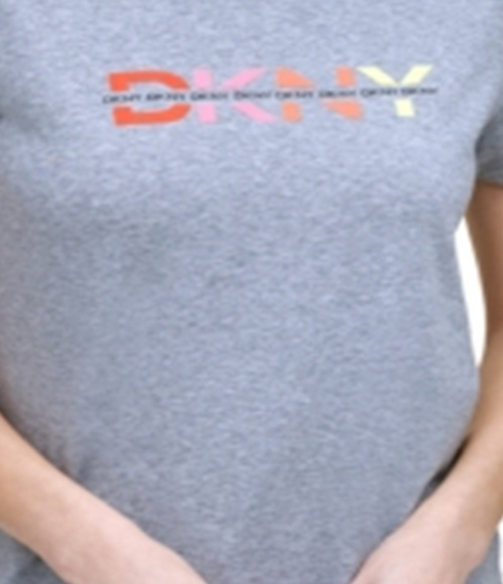 DKNY Women's Graphic Logo Print T-Shirt Gray Size Small