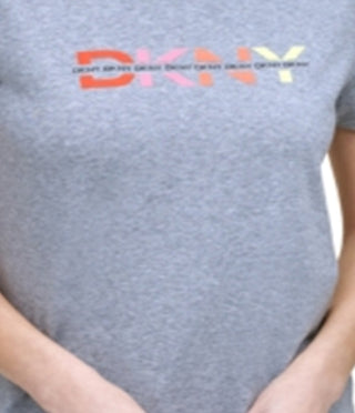 DKNY Women's Graphic Logo Print T-Shirt Gray Size Small