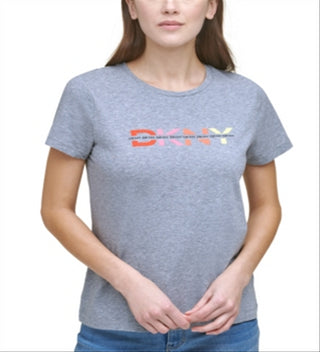 DKNY Women's Graphic Logo Print T-Shirt Gray Size Small