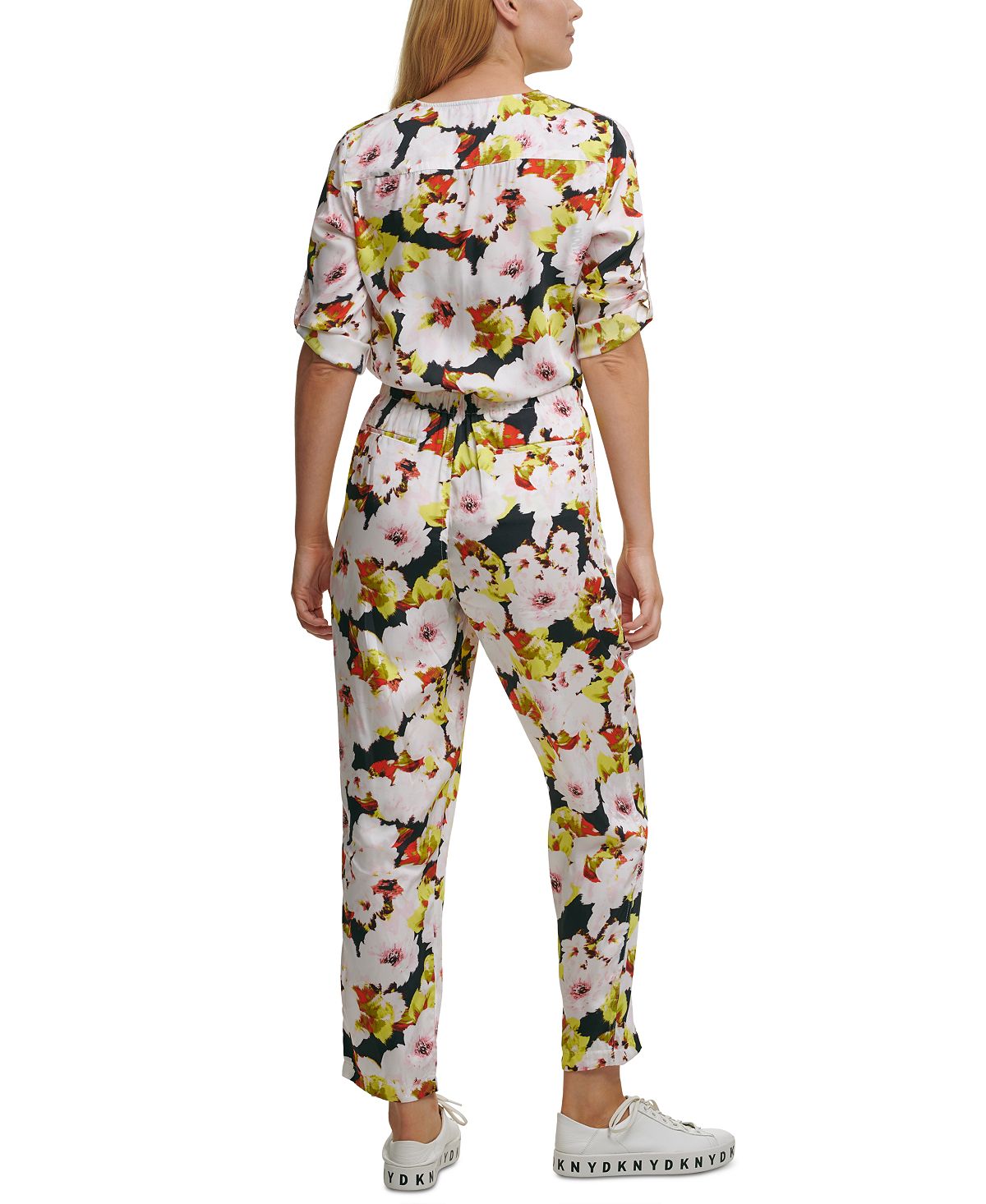 DKNY Women's Floral Print Jumpsuit Black Size 6