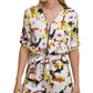 DKNY Women's Floral Print Jumpsuit Black Size 6