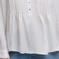 DKNY Women's Pleated Button Neck Top Ivory Size X-Large
