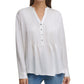 DKNY Women's Sheer Pleated Blouse White Size Large