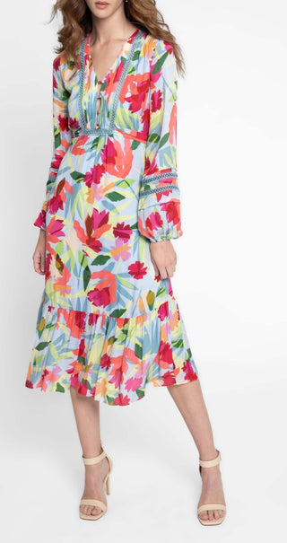 Nicole Miller Women's Balloon Sleeve Tie Back Dress Red Size Large