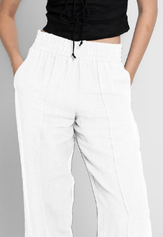 Nicole Miller Women's Linen Wide Leg Pants White Size Petite