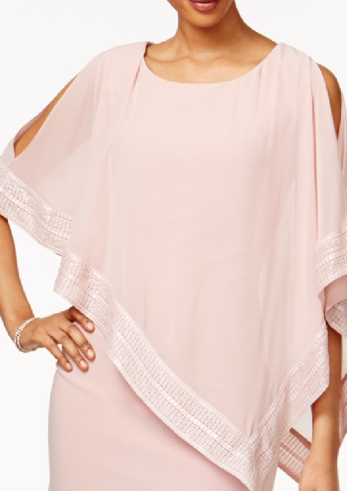 SL Fashions Women's Metallic Trim Capelet Sheath Dress Pink Size 16