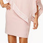 SL Fashions Women's Metallic Trim Capelet Sheath Dress Pink Size 16