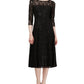 SL Fashions Women's 3/4 Sleeve Sequin Lace Dress Black Size 6