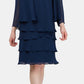SL Fashions Women's Embellished Tiered Hem Dress & Jacket Blue Size 8
